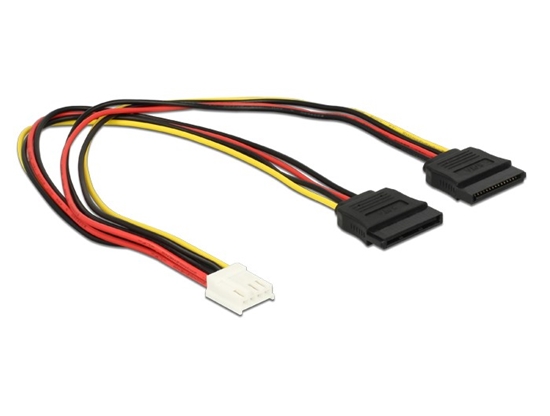 Изображение Power Cable Floppy 4 pin Power receptacle  2 x Power SATA 15 pin receptacle 30 cm