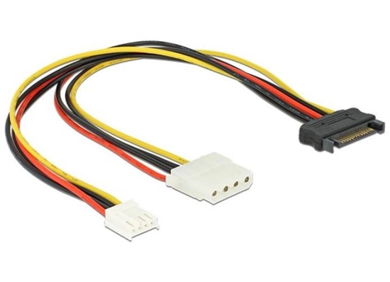 Изображение Delock Cable Y- Power SATA male 15 pin  4 pin Molex female + 4 pin floppy