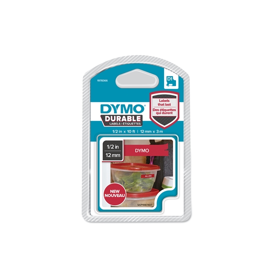 Изображение Dymo D1 Durable Labels 12 mm x 3 m white to red