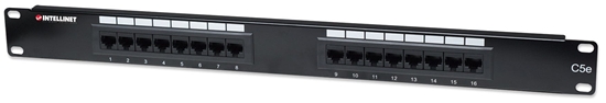 Picture of Intellinet Patch Panel, Cat5e, UTP, 16-Port, 1U, Black