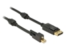 Picture of Delock Cable mini Displayport 1.2 male with screw  Displayport male 4K black 1 m