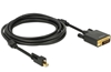 Picture of Delock Cable mini Displayport 1.2 male with screw  DVI male 4K Active black 3 m