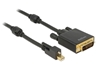 Picture of Delock Cable mini Displayport 1.2 male with screw > DVI male 4K 30 Hz Active 5 m black