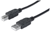 Picture of Manhattan USB-A to USB-B Cable, 3m, Male to Male, 480 Mbps (USB 2.0), Equivalent to Startech USB2HAB3M, Hi-Speed USB, Black, Lifetime Warranty, Polybag