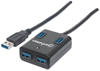 Изображение Manhattan USB-A 4-Port Hub, 4x USB-A Ports, 5 Gbps (USB 3.2 Gen1 aka USB 3.0), Bus Power, Equivalent to Startech ST4300MINU3B, Fast charging x1 Port up to 0.9A or x4 Ports with power jack (not included), SuperSpeed USB, Black, Three Year Warranty, Blister