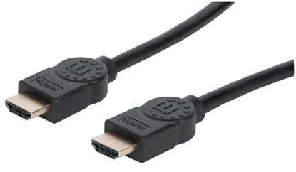 Picture of Manhattan HDMI Cable with Ethernet, 8K@60Hz (Ultra High Speed), 2m, Male to Male, Black, 4K@120Hz, Ultra HD 4k x 2k, Fully Shielded, Gold Plated Contacts, Lifetime Warranty, Polybag