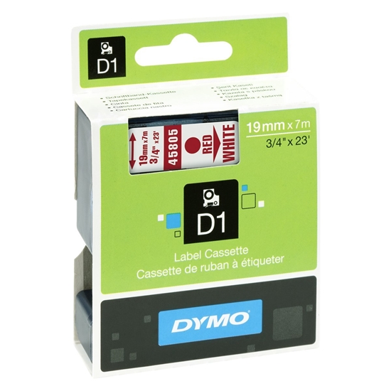 Picture of DYMO D1 Standard - Red on White - 19mm