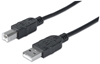 Изображение Manhattan USB-A to USB-B Cable, 1.8m, Male to Male, Black, 480 Mbps (USB 2.0), Equivalent to USB2HAB2M (except 20cm shorter), Hi-Speed USB, Lifetime Warranty, Polybag