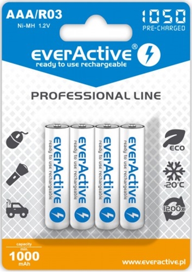 Picture of AKAAA.eA.PL4; R03/AAA akumulatori 1.2V everActive Professional line Ni-MH 1050 mAh iepakojumā 4 gb.