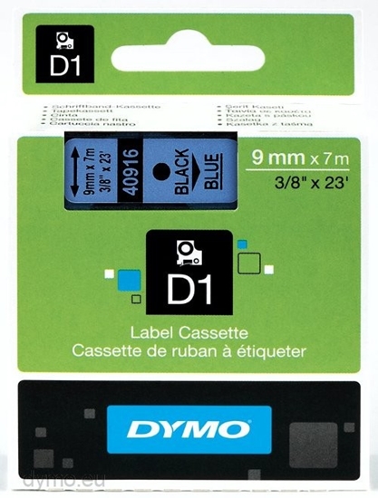 Picture of DYMO D1 Standard - Black on Blue - 9mm