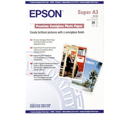 Attēls no Epson Premium Semigloss Photo A3+, 20 Sheet, 251g   S041328