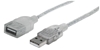 Picture of Manhattan USB-A to USB-A Extension Cable, 1.8m, Male to Female, 480 Mbps (USB 2.0), Hi-Speed USB, Translucent Silver, Lifetime Warranty, Polybag