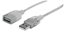 Attēls no Manhattan USB-A to USB-A Extension Cable, 1.8m, Male to Female, 480 Mbps (USB 2.0), Hi-Speed USB, Translucent Silver, Lifetime Warranty, Polybag