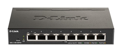 Attēls no D-Link DGS-1100-08PV2 network switch Managed L2/L3 Gigabit Ethernet (10/100/1000) Power over Ethernet (PoE) Black