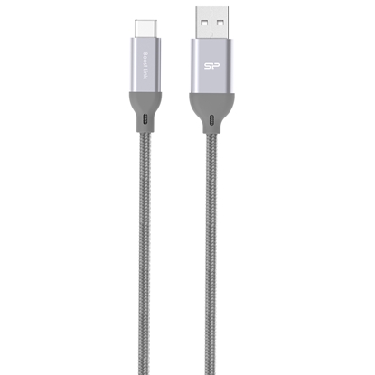 Attēls no Silicon Power cable USB-C 1m braided, grey (LK30AC)