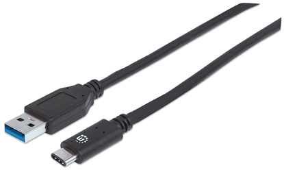 Attēls no Manhattan USB-C to USB-A Cable, 50cm, Male to Male, Black, 10 Gbps (USB 3.2 Gen2 aka USB 3.1), 3A (fast charging), Equivalent to USB31AC50CM, SuperSpeed+ USB, Lifetime Warranty, Polybag