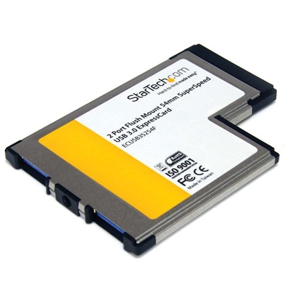 Изображение StarTech.com 2 Port Flush Mount ExpressCard 54mm SuperSpeed USB 3.0 Card Adapter with UASP Support