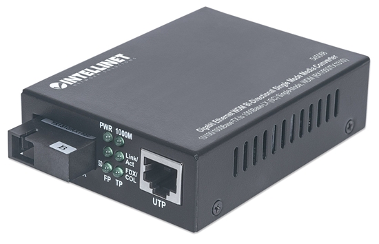 Picture of Intellinet Gigabit Ethernet WDM Bi-Directional Single Mode Media Converter, 10/100/1000Base-Tx to 1000Base-Lx (SC) Single-Mode, 20km, WDM (Rx1550/Tx1310) (Euro 2-pin plug)