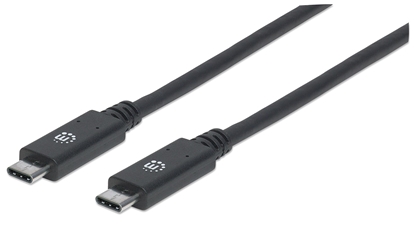 Picture of Manhattan USB-C to USB-C Cable, 1m, Male to Male, Black, 10 Gbps (USB 3.2 Gen2 aka USB 3.1), 5A (super fast charging), Equivalent to USB31C5C1M, SuperSpeed+ USB, Lifetime Warranty, Polybag