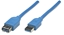 Изображение Manhattan USB-A to USB-A Extension Cable, 2m, Male to Female, Blue, 5 Gbps (USB 3.2 Gen1 aka USB 3.0), Equivalent to USB3SEXT2MBK (except colour), SuperSpeed USB, Lifetime Warranty, Polybag