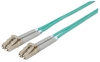 Picture of Intellinet Fiber Optic Patch Cable, OM3, LC/LC, 3m, Aqua, Duplex, Multimode, 50/125 µm, LSZH, Fibre, Lifetime Warranty, Polybag