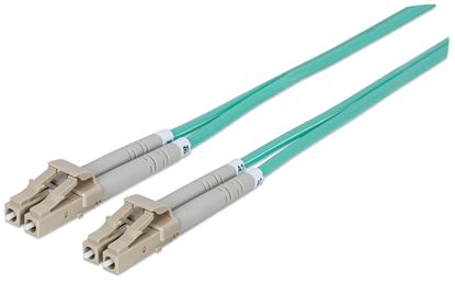 Attēls no Intellinet Fiber Optic Patch Cable, OM3, LC/LC, 3m, Aqua, Duplex, Multimode, 50/125 µm, LSZH, Fibre, Lifetime Warranty, Polybag