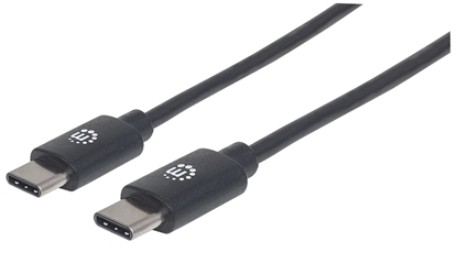 Attēls no Manhattan USB-C to USB-C Cable, 2m, Male to Male, Black, 480 Mbps (USB 2.0), 3A, Equivalent to Startech USB2CC2M, Hi-Speed USB, Lifetime Warranty, Polybag