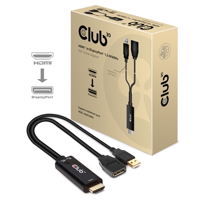 Изображение CLUB3D HDMI 2.0 TO DISPLAYPORT 1.2 4K60HZ HDR M/F ACTIVE ADAPTER Black