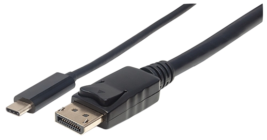 Изображение Manhattan USB-C to DisplayPort Cable, 4K@60Hz, 1m, Male to Male, Black, Equivalent to Startech CDP2DP1MBD, Three Year Warranty, Polybag