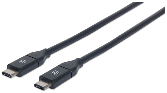 Изображение Manhattan USB-C to USB-C Cable, 1m, Male to Male, Black, 10 Gbps (USB 3.2 Gen2 aka USB 3.1), 3A (fast charging), Equivalent to USB31CC1M, SuperSpeed+ USB, Lifetime Warranty, Polybag