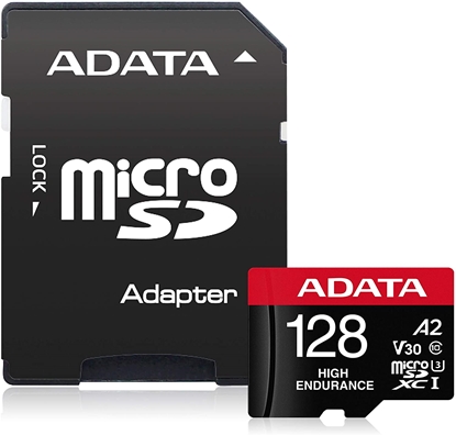 Attēls no ADATA | AUSDX128GUI3V30SHA2-RA1 Memory Card | 128 GB | MicroSDXC | Flash memory class 10 | Adapter