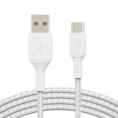 Изображение Belkin USB-C/USB-A Cable 15cm braided, white CAB002bt0MWH