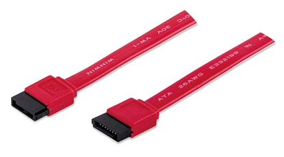 Attēls no Manhattan SATA Data Cable, 7-Pin, 50cm, Male to Male, 6 Gbps, Red, Lifetime Warranty, Polybag