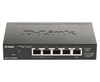 Attēls no D-Link DGS-1100-05PDV2 network switch Managed Gigabit Ethernet (10/100/1000) Power over Ethernet (PoE) Black