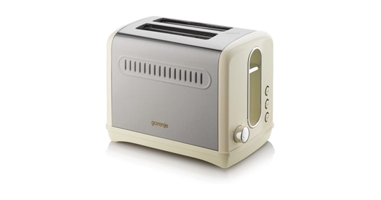 Изображение Gorenje | Toaster | T1100CLI | Power 1100 W | Number of slots 2 | Housing material Plastic, metal | Beige/ stainless steel