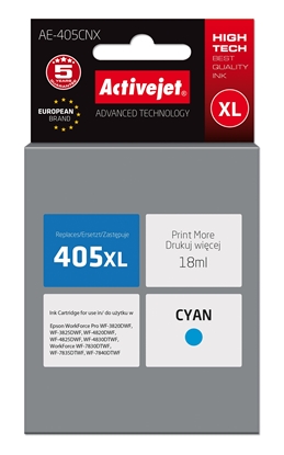 Attēls no Activejet AE-405CNX ink (replacement for Epson 405XL C13T05H24010; Supreme; 18ml; cyan)