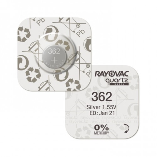 Picture of 362 baterijas 1.55V Rayovac sudraba-oksīda SR721SW 361 iepakojumā 1 gb.