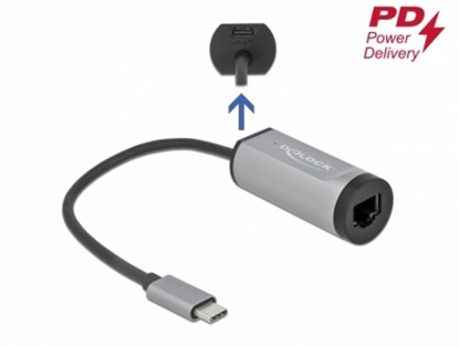 Изображение Delock USB Type-C™ Adapter to Gigabit LAN with Power Delivery port grey