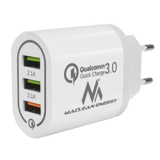 Изображение Maclean Energy MCE479W 3xUSB charger QC 3.0