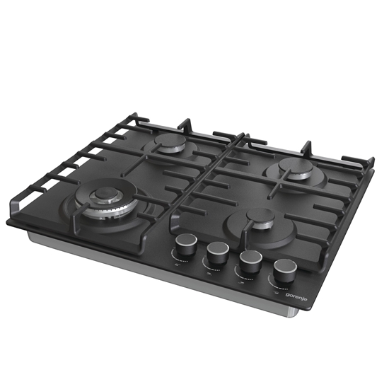 Изображение Gorenje | Hob | GW642AB | Gas | Number of burners/cooking zones 4 | Rotary knobs | Black