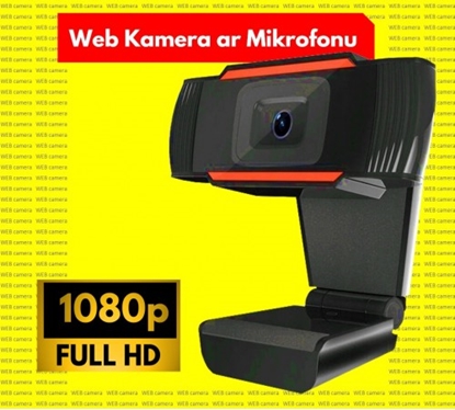 Изображение WEB Kamera ar mikrofonu, Full HD 1080p (1920x1080), 2.0 Megapixel, USB, Melna