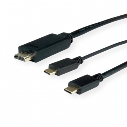 Attēls no ROLINE Type C - HDMI + USB C Cable, M/M, 2 m