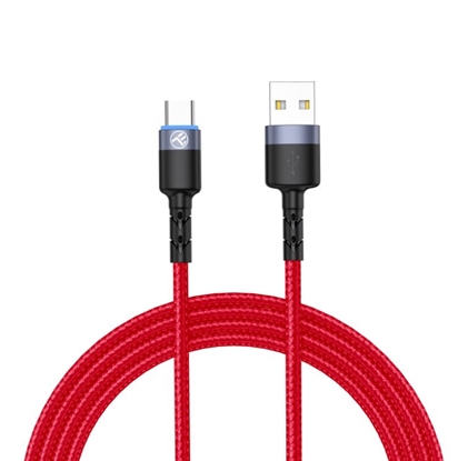 Attēls no Tellur Data Cable USB to Type-C with LED Light 3A 1.2m Red