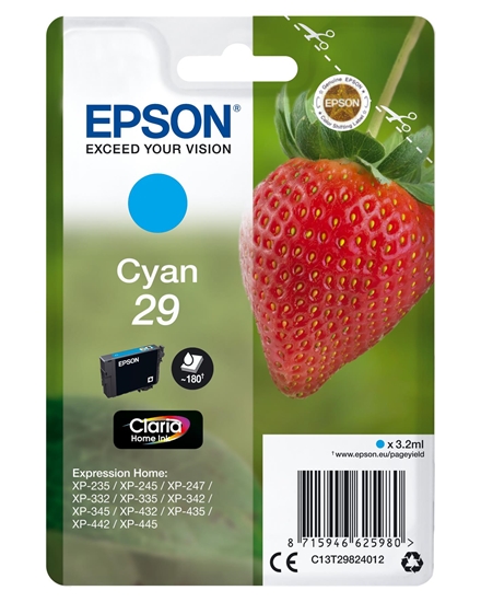 Изображение Epson Strawberry Singlepack Cyan 29 Claria Home Ink