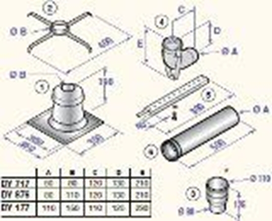 Изображение Šahtas dūmvada komplekts no D80/125 uz D80, DY717