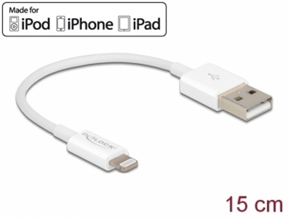 Attēls no Delock USB data and power cable for iPhone™, iPad™, iPod™ white 15 cm