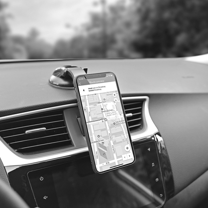 Attēls no ColorWay | Magnetic Car Holder For Smartphone | Dashboard-2 | Adjustable | Magnetic | Gray | Panel or windshield mounting using a suction cup with a gel adhesive base. Fixing the smartphone with a plate that is glued to the case or to the back panel. Comp