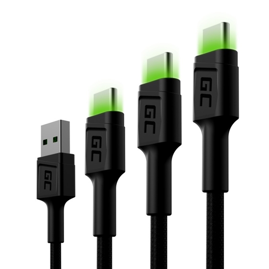 Picture of Green Cell USB Male - USB Type-C Male x 3 2m LED Backlight