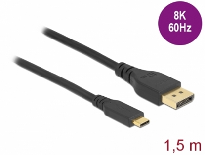 Attēls no Delock Bidirectional USB Type-C™ to DisplayPort Cable (DP Alt Mode) 8K 60 Hz 1.5 m DP 8K certified