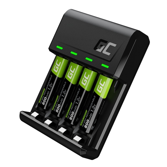 Изображение Bateriju lādētājs Green Cell VitalCharger and 4x AAA Ni-MH 800mAh Batteries